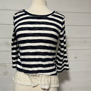 Striped Navy and White Women's Blouse